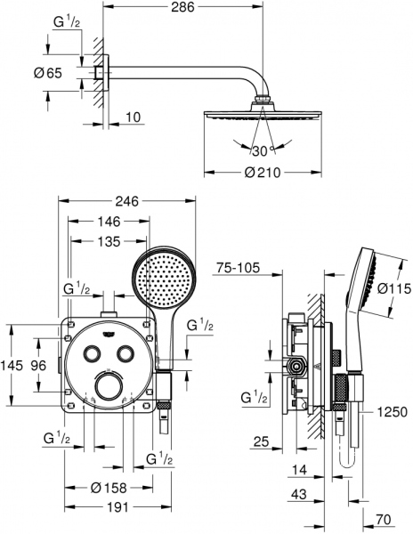 Душевой комплект Grohe Grohtherm SmartControl 34743000