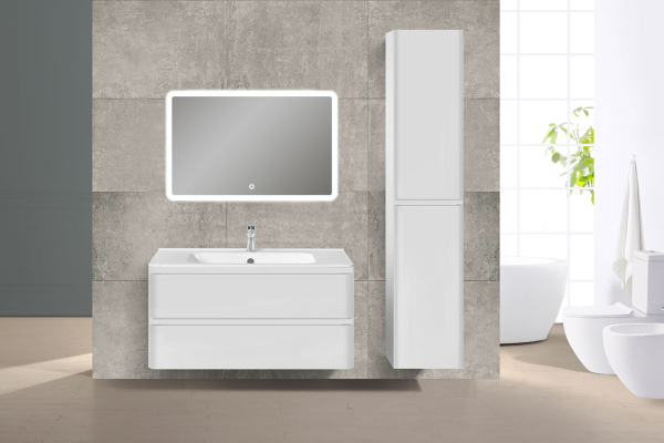 Тумба с раковиной Vincea Vico 1000 подвесная, 2 выкатных ящика soft close, G.White, VMC-2V100GW+VCB-2VP100W