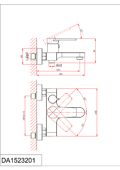 Смеситель для ванны с душем DK Bayern.Fürth (DA1523205)
