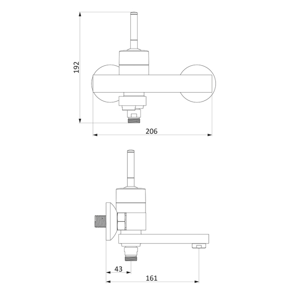 Смеситель для ванны и душа, с поворотным изливом Damixa ARC, 291000300