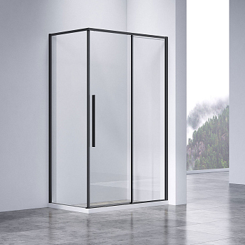 Душевой уголок Vincea Slim-N VSR-4SN8011CLB, 1100*800, черный, стекло прозрачное