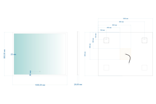 Зеркало ABBER See AG6107SL-1.0 с подсветкой, сенсорный выключатель, диммер