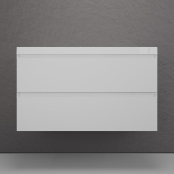 Тумба без раковины подвесная "Манхэттен 100" ЭМАЛЬ 100 2 ящика PLUS белый матовый, ЛС-00002356