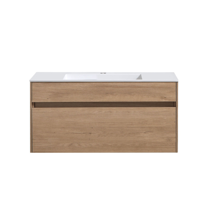 Тумба с раковиной Vincea Chiara 1000 подвесная, 1 выкатной ящик soft-close, N.Oak, VMC-2C100NO+VCB-13100G