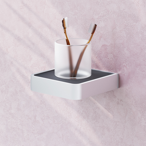 Стеклянный стакан с настенным держателем Damixa Jupiter, DA7734300