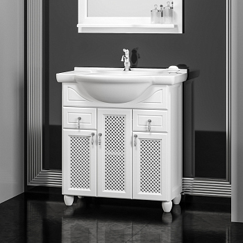 Тумба для комплекта Opadiris Тибет 70 с декоративной решеткой, белая матовая Z0000012645