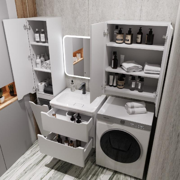 Тумба без раковины Style Line подвесная "Марелла 60" (2 ящ.) белый матовый, PLUS, СС-00002404