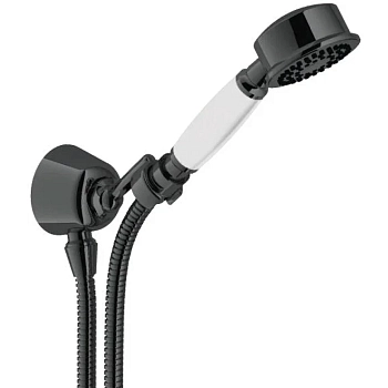 AD143/7FLP душевой набор с шланговым подсоединением, глянцевый черный