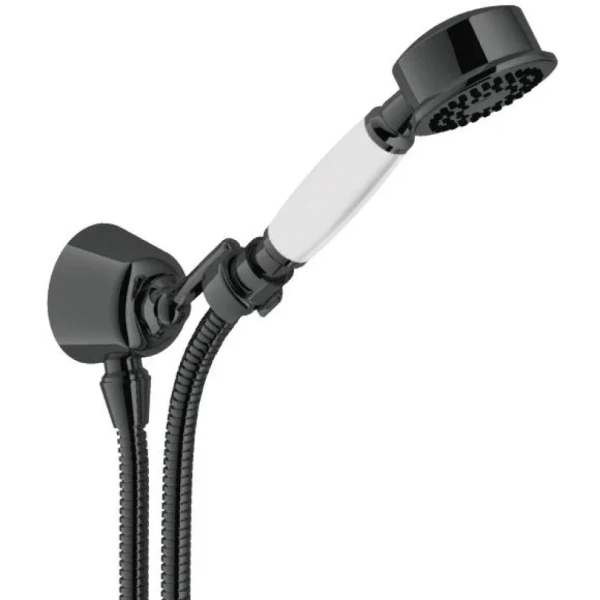AD143/7FLP душевой набор с шланговым подсоединением, глянцевый черный