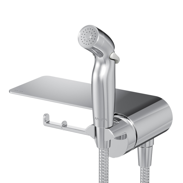 Смеситель, монтируемый в стену с гигиеническим душем и полкой AM.PM Func, F0H8F900