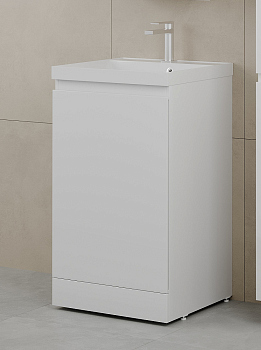 Тумба без раковины напольная "БАТЛЕР" 500 Люкс антискрейтч белый глянец PLUS, СС-00002488
