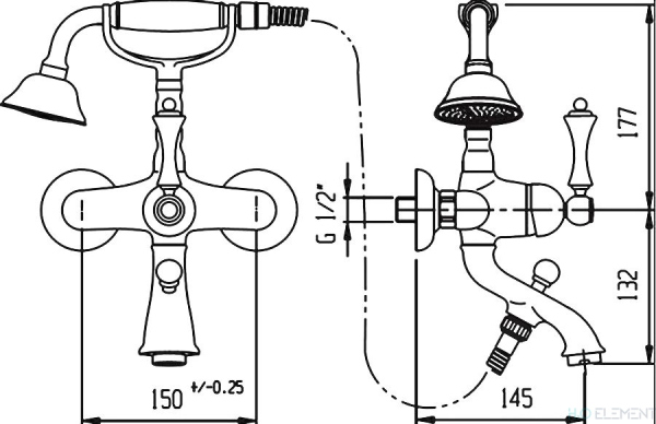Смеситель Cezares Venezia VENEZIA-VDM-01-Bi для ванны с душем