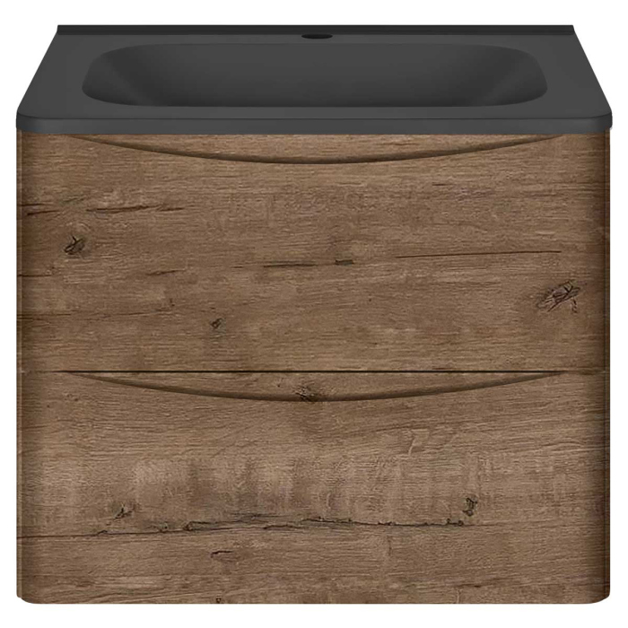 Тумба с раковиной Vincea Paola 600 подвесная, 2 выкатных ящика soft close, V.Oak, VMC-2P600VO+VCB-2VP600W