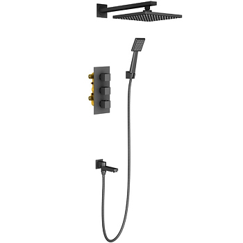 Душевая система встроенная с термостатом Timo Tetra-thermo черный (SX-0199/03SM)