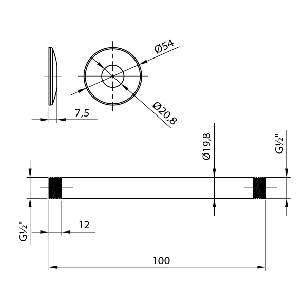 Держатель Lemark потолочный для лейки верхнего душа (LM8000C)