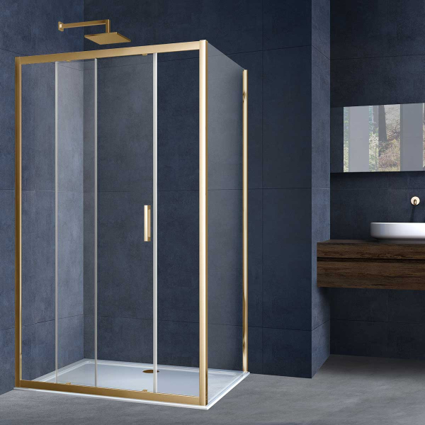 Душевой уголок Vincea Alpha VSR-3AL9015CLG, 1500*900, брашированное золото, стекло прозрачное