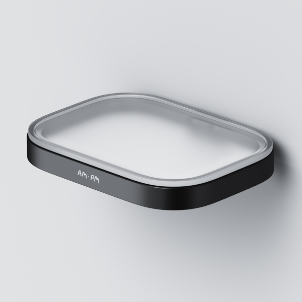 Стеклянная мыльница с настенным держателем, черный AM.PM Func, A8F34222