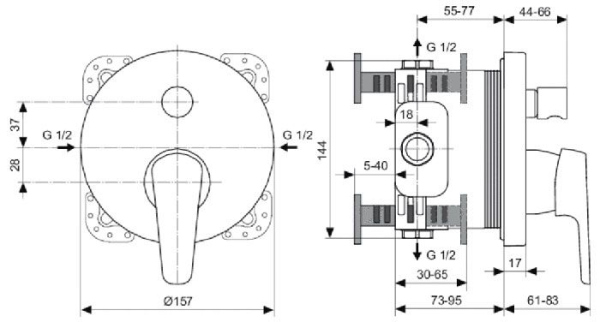 Смеситель Ideal Standard Cerasprint A5723AA для ванны с душем