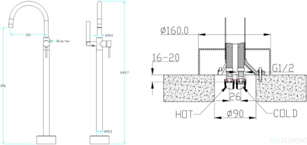 Смеситель Boheme Imperiale 219 напольный, для ванны с душем