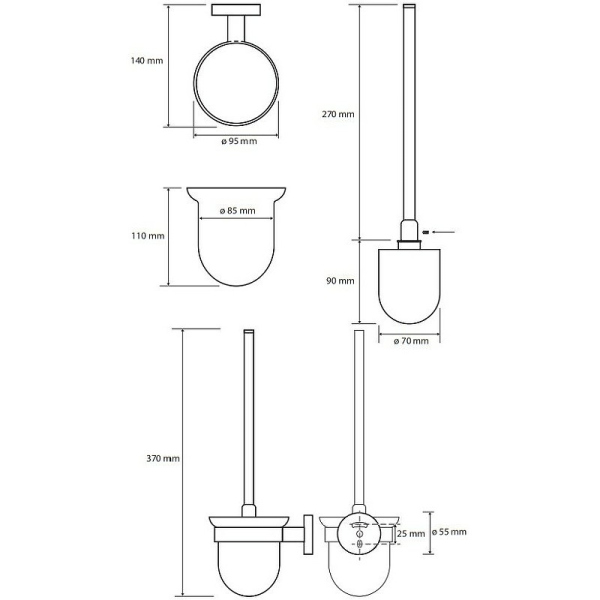 AMBER: Держатель для туалетной щетки, черная щетка