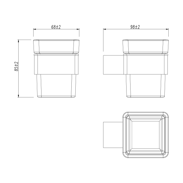 Стакан для зубных щёток Lemark SMOOTH LINE с держателем, чёрный матовый (9732014)
