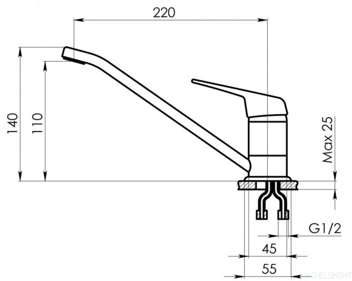 Смеситель для кухонной мойки Granula, ST-21 брют