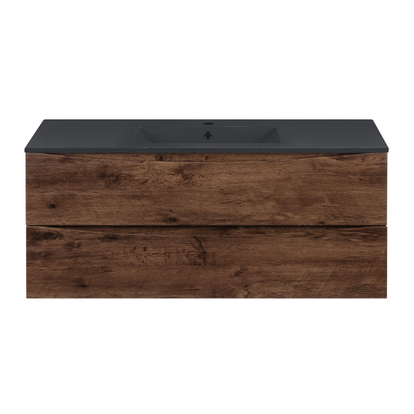 Тумба с раковиной Vincea Mia 1200 подвесная, 2 выкатных ящика soft close, R.Wood, VMC-2MC120RW+VBS-13122