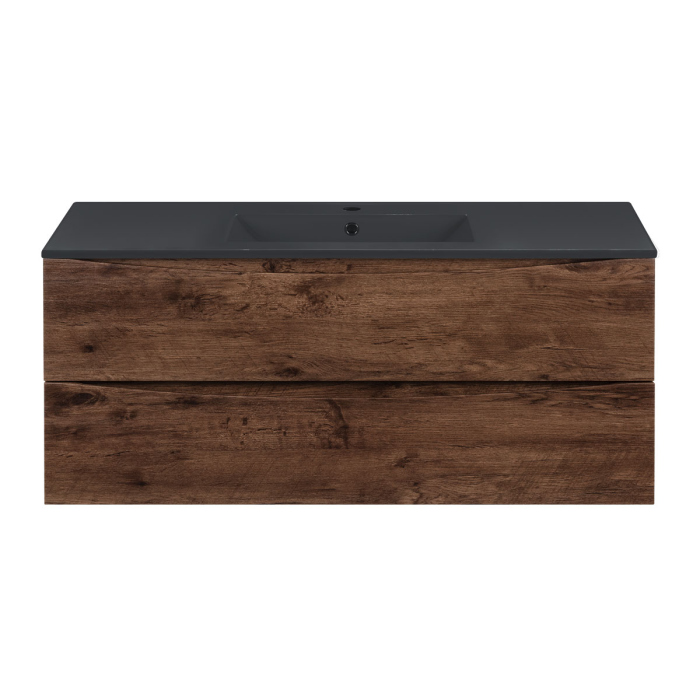 Тумба с раковиной Vincea Mia 1200 подвесная, 2 выкатных ящика soft close, R.Wood, VMC-2MC120RW+VBS-13122