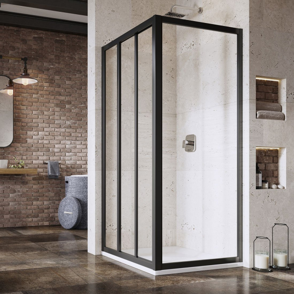 APSS-80 198 черный+Transparentl Supernova душевая стенка