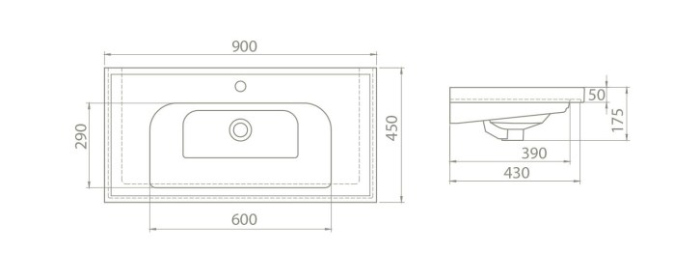 Мебельная раковина Smile CeraStyle Frame 90