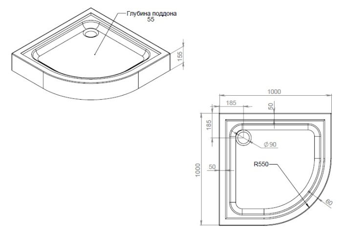 Поддон для душа AM.PM Gem W90T-401-100W 100x100