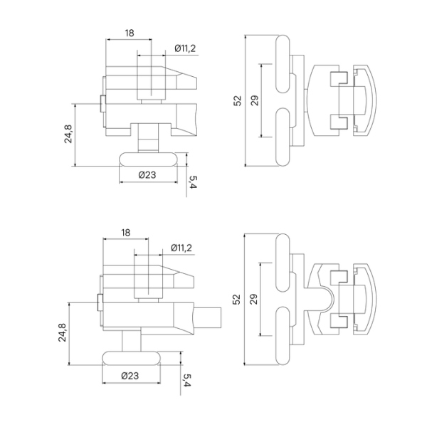 Ролики IDDIS 2 верхних, 2 нижних двойные, D=23 мм хром, стекло 7-8 мм (966D23C8DZ)