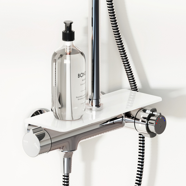 Душевая система с душевым термостатическим смесителем-полкой Damixa Jupiter, 977750000