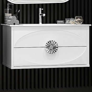 Тумба без раковины Opadiris Ибица 90, подвесная, цвет белый/хром, 00-00003606