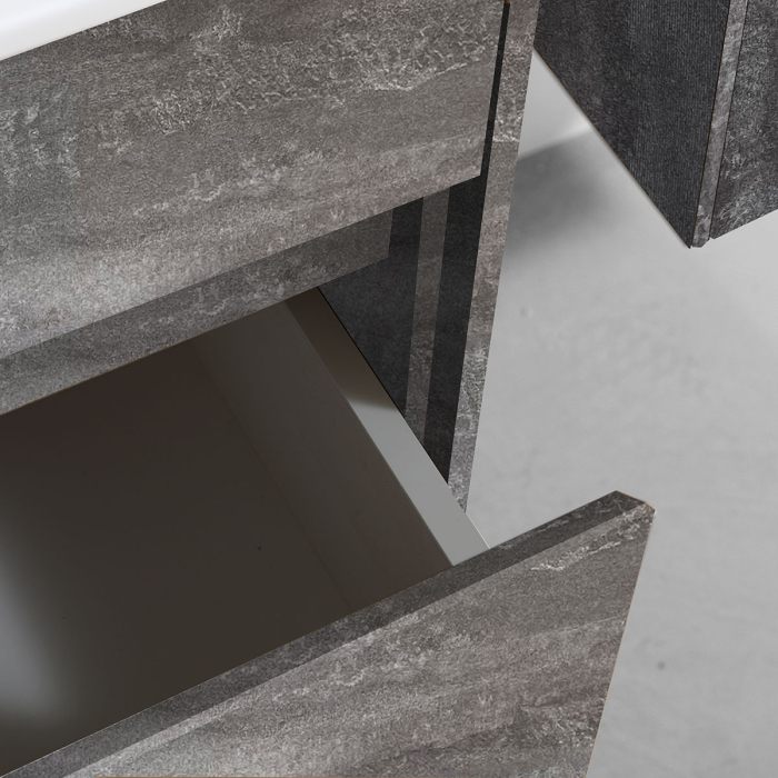 Тумба с раковиной Vincea Chiara 600 подвесная, 1 выкатной ящик soft-close, G.Stone, VMC-2C600GS+VCB-13600B