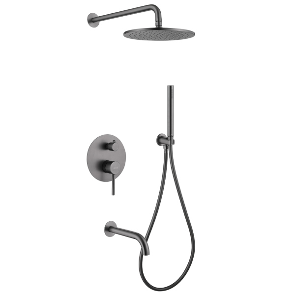 Душевая система ABBER Wasser Kreis AF8117B скрытого монтажа с изливом, черная матовая