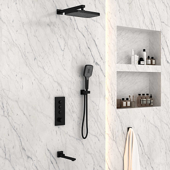 Душевой комплект Vincea VSFW-433T1MB встраиваемый, термостатический, 3 режима, черный