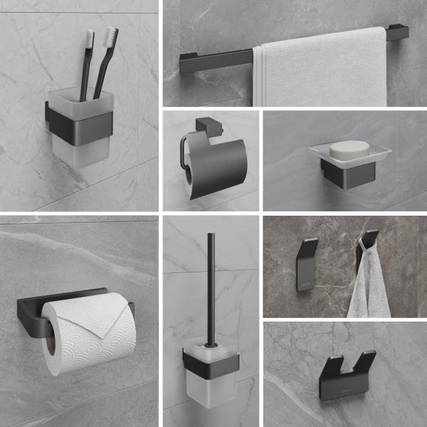 Крючок одинарный Lemark SMOOTH LINE для полотенец и халатов, графит (9716003)