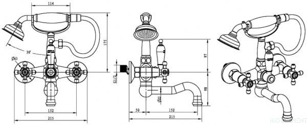Смеситель Boheme Flora 293-FL для ванны с душем