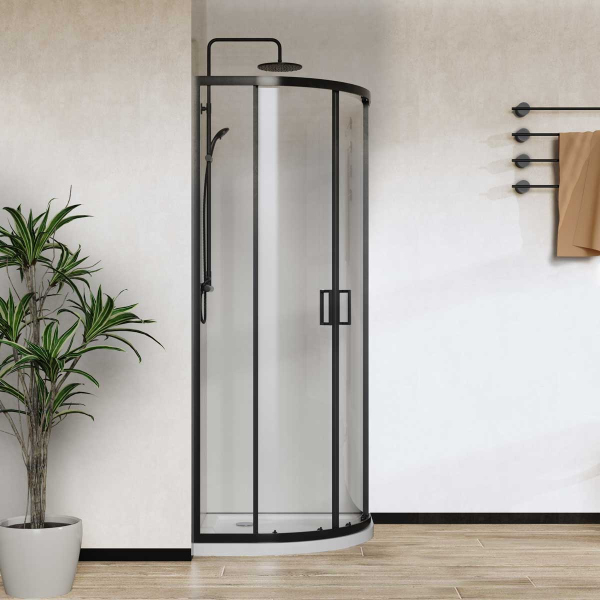 Душевой уголок Vincea City VSQ-5CT900CLB, 900*900, черный матовый, стекло прозрачное