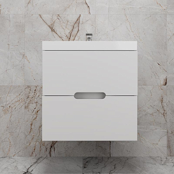Тумба без раковины подвесная "Матис 70" 70 (2 ящика), Белый матовый, ЭМАЛЬ, ЛС-00002445