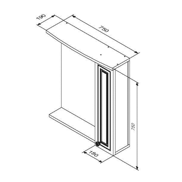 Зеркальный шкаф Damixa Palace One, M41MPR0751WG