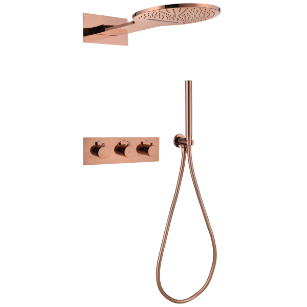 Душевая система ABBER Wasser Kreis AF8151RG скрытого монтажа без излива, термостат, розовое золото