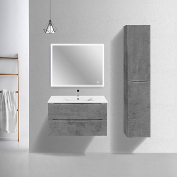 Тумба с раковиной Vincea Mia Slim 900 подвесная, Beton, VMC-2MC900S1BT+VBS-13990S1