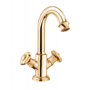 APHRODITE-LS2-03/24-S1 Смеситель на раковину с донным клапаном,  исполнение  золото, ручки Золото