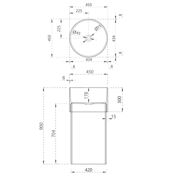 Раковина отдельностоящая прозрачная ABBER Kristall AT2701White-Aquamarin белый/бирюзовый
