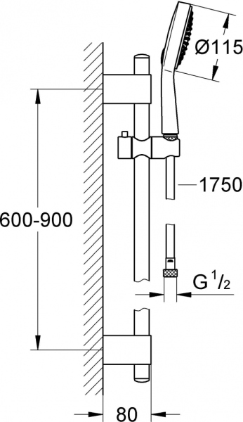 Душевой гарнитур Grohe Power&Soul Cosmopolitan 115 27755000