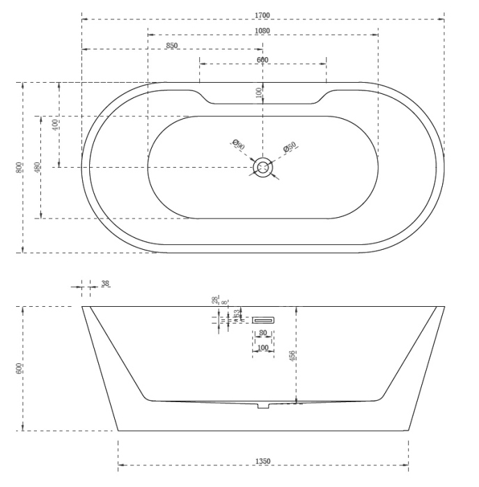 Акриловая ванна ABBER AB9299-1.7 белая