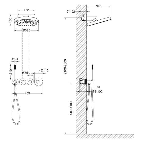 Душевая система встроенная с термостатом Timo Saona хром (SX-2329/00SM)
