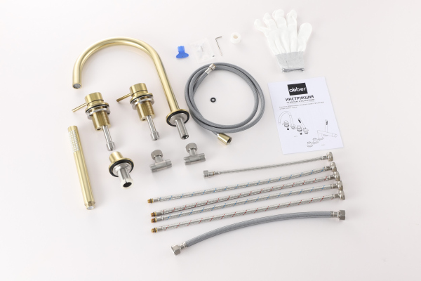 Смеситель ABBER Wasser Kreis 316 AF8113BG на борт ванны, золото брашированное